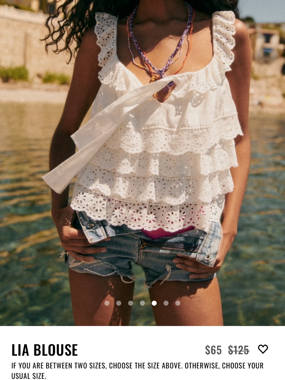 Sezane Lia Blouse - White Eyelet Tiered Ruffle